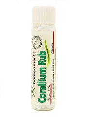 Close-up of Corallium Rubrum homeopathic dilutions pellets
