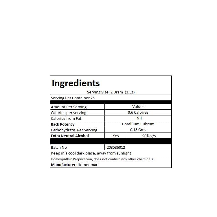 Packaging and labeling of Corallium Rubrum 200C pack of 3 pellets