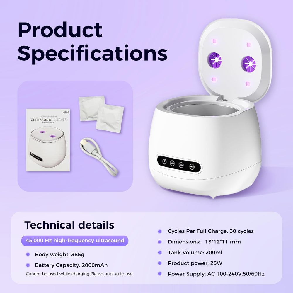 Cordless, rechargeable dental cleaner with wireless operation