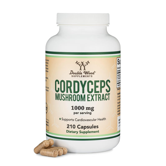 Cordyceps capsules label showing 210 count and 1,000 mg per serving