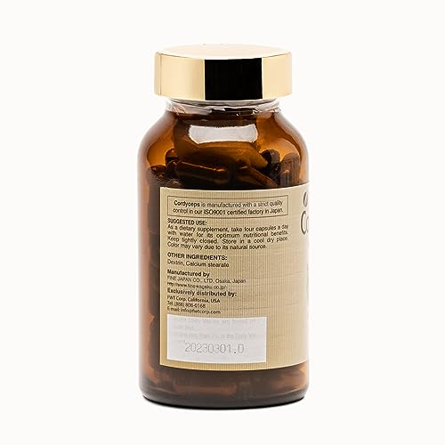 Ingredient label showing 1000mg cordyceps per serving