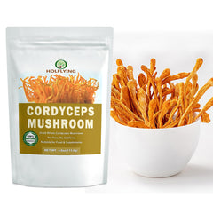 Loose dried cordyceps mushrooms in a serving bowl