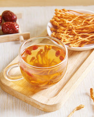 Assorted vegan dishes featuring cordyceps mushrooms