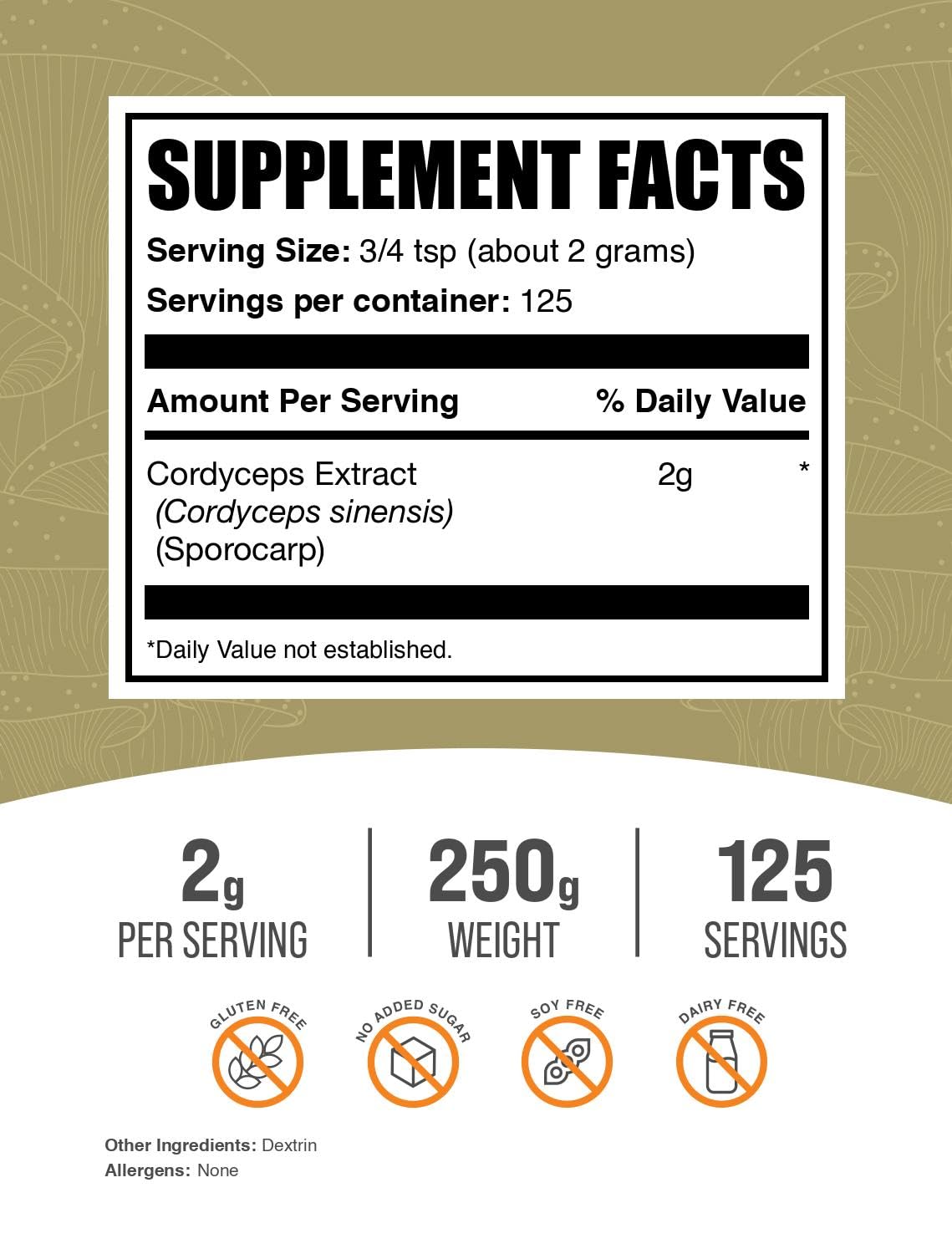 Cordyceps sinensis powder 2g serving size