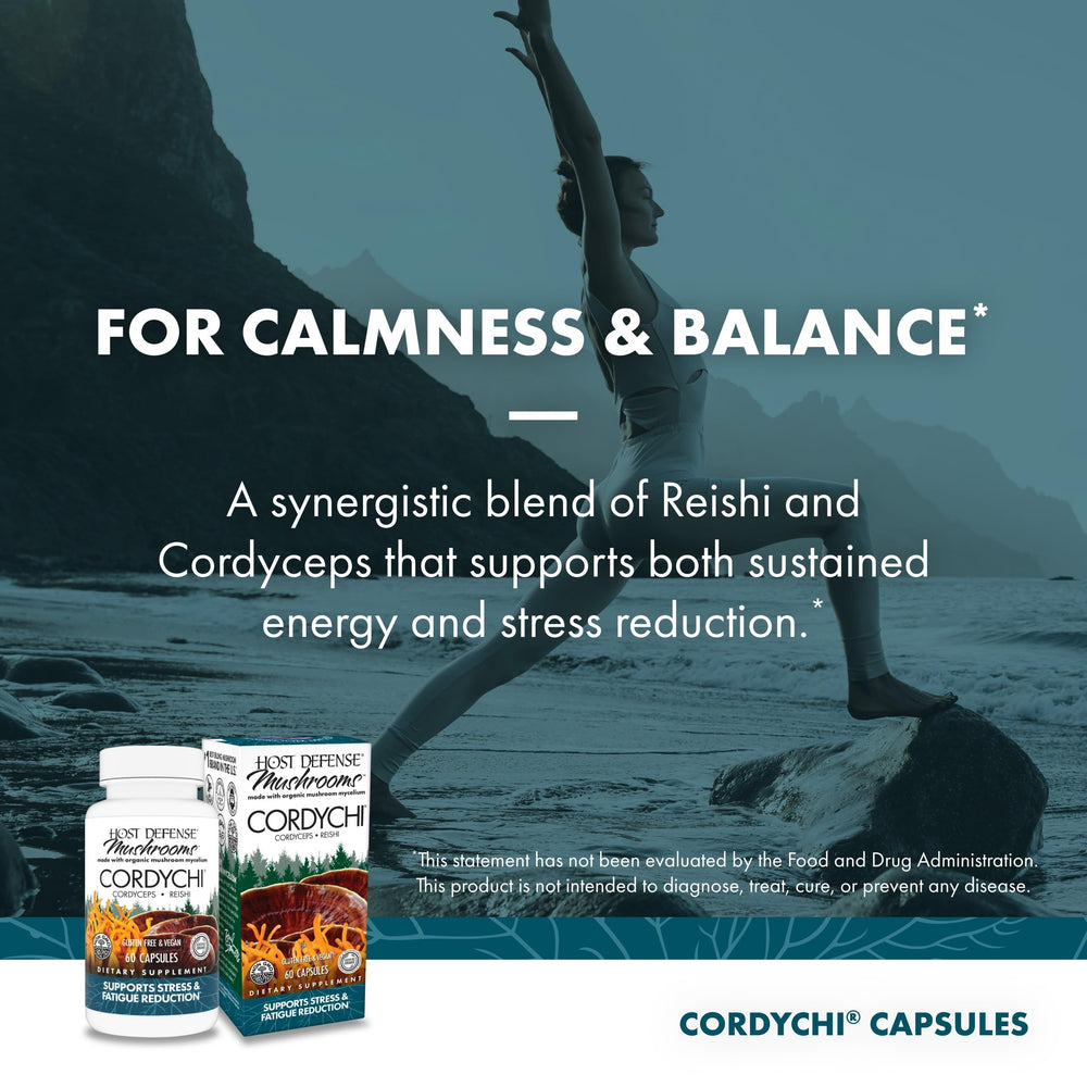 Person taking CordyChi Capsules for energy and immune support