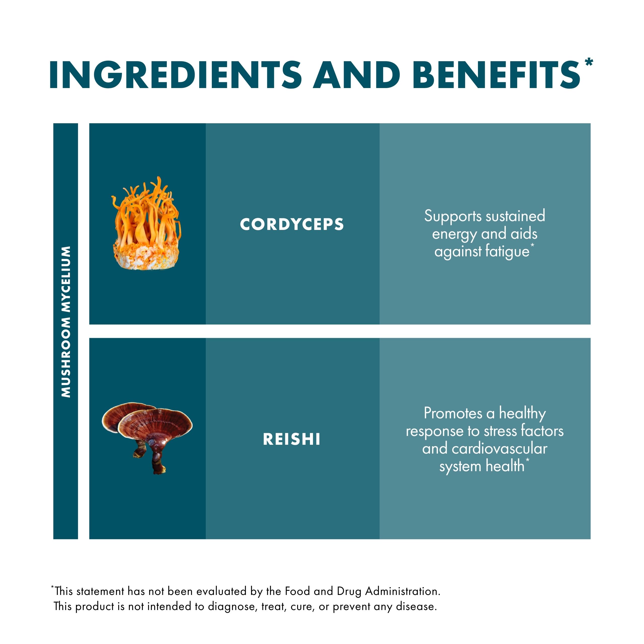 Nutrition facts panel for CordyChi Capsules