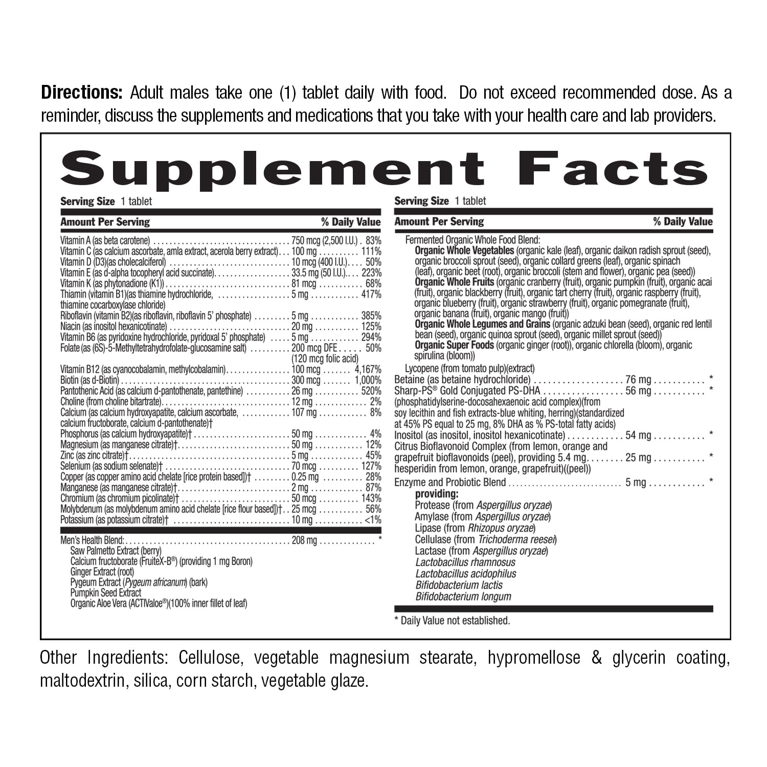 Antioxidants and essential nutrients for aging men