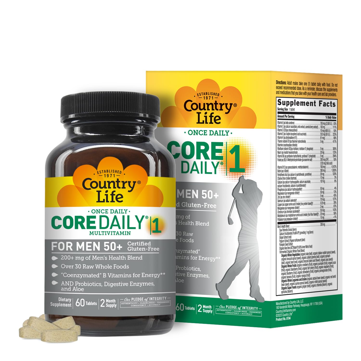 Country Life CORE DAILY-1 Multivitamin for Men 50+ bottle with tablets – hero image
