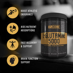 Nutrition facts panel for Core L-Glutamine 5000 with L-Alanine