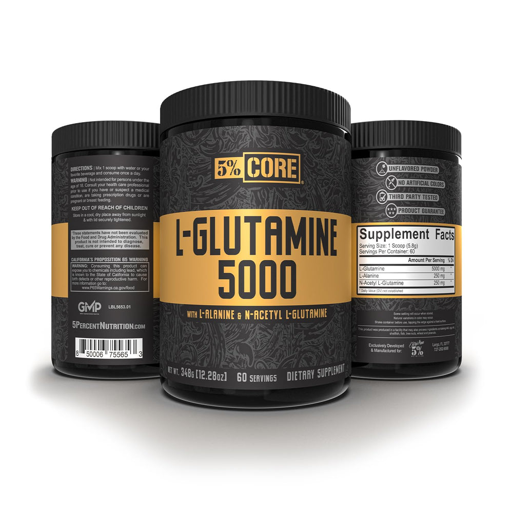 L-Glutamine 5000 powder with scoop
