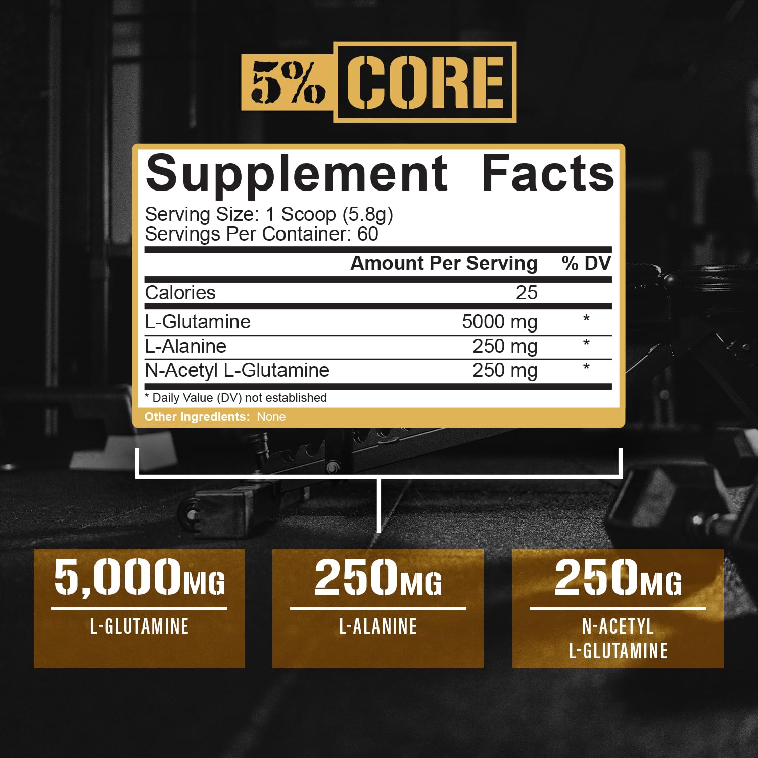 Unflavored Core L-Glutamine 5000 packaging
