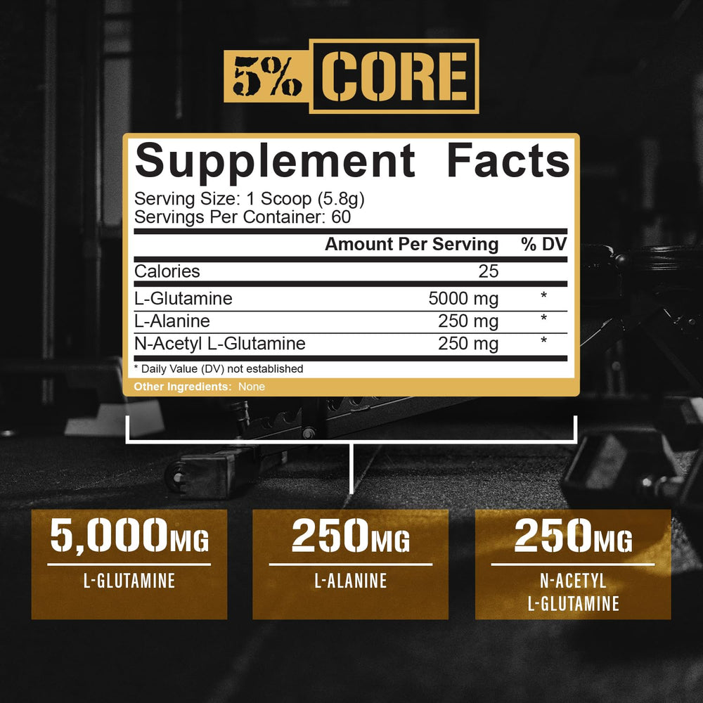 Unflavored Core L-Glutamine 5000 packaging