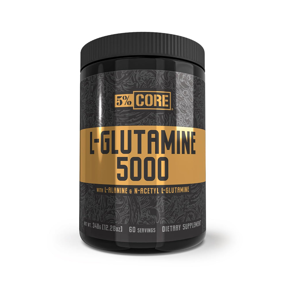 Front view of 5% Nutrition Core L-Glutamine 5000 with L-Alanine