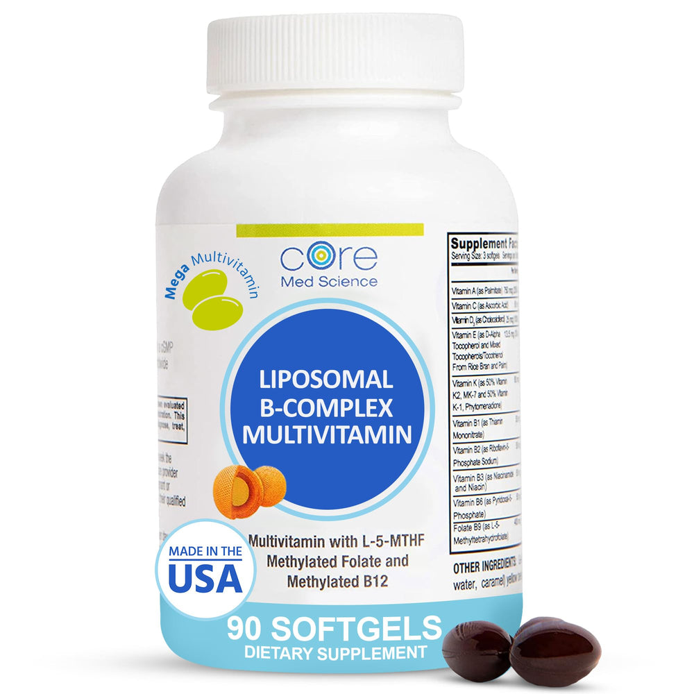 Core Med Science Liposomal Methylated B-Complex Multivitamin 90 softgels bottle