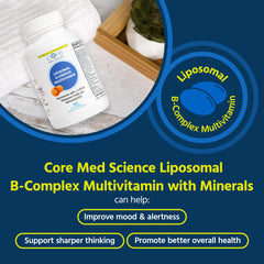 Core Med Science Liposomal Methylated B-Complex capsules ready for energy metabolism.