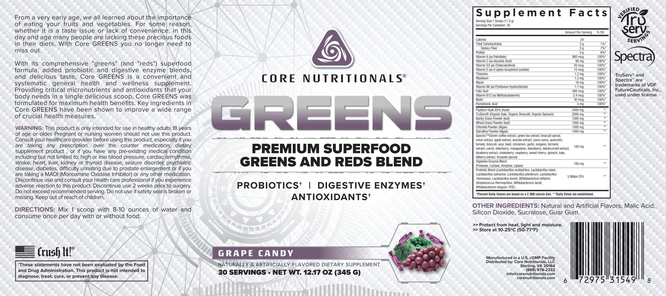 Greens & Reds blend with probiotics and digestive enzymes