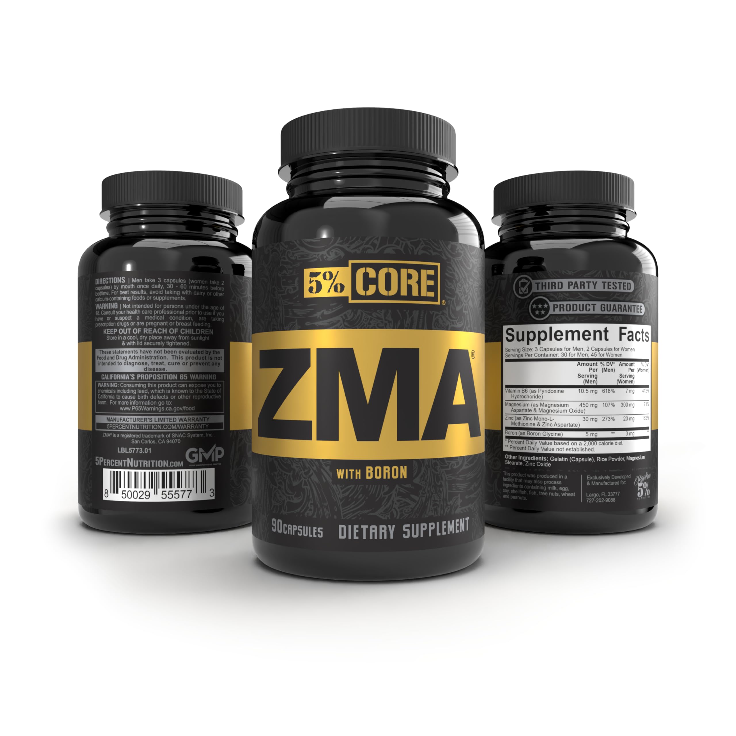 90 capsules bottle of Core ZMA with Boron