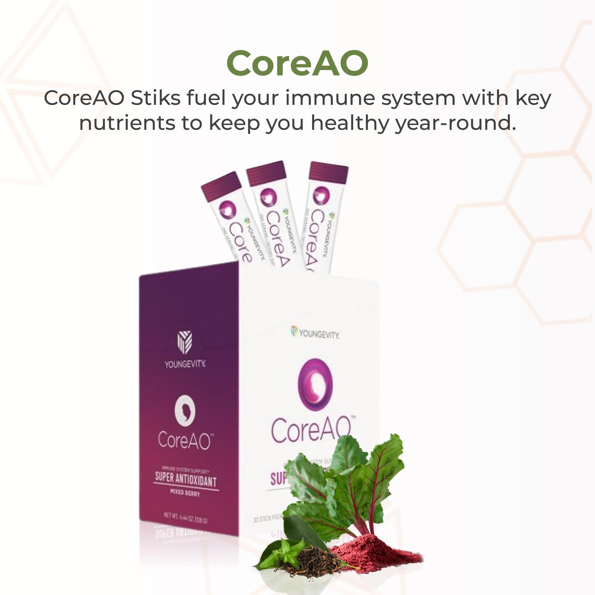 Youngevity CoreAO Stiks Berry packaging front view