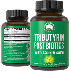 CoreBiome Tributyrin Postbiotic supplement bottle label