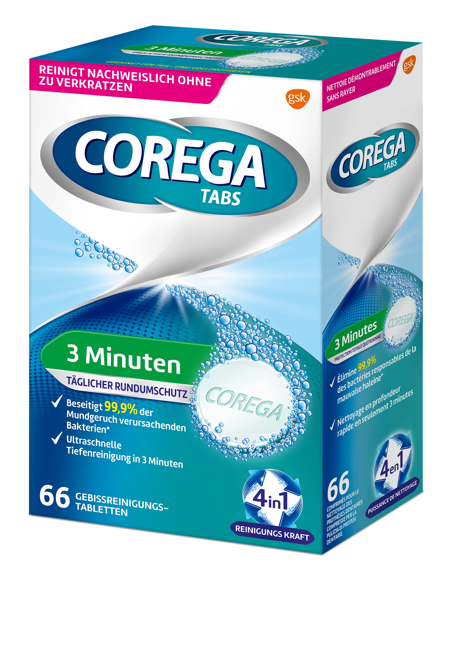 Corega Rapid Denture Cleaning Tabs packaging