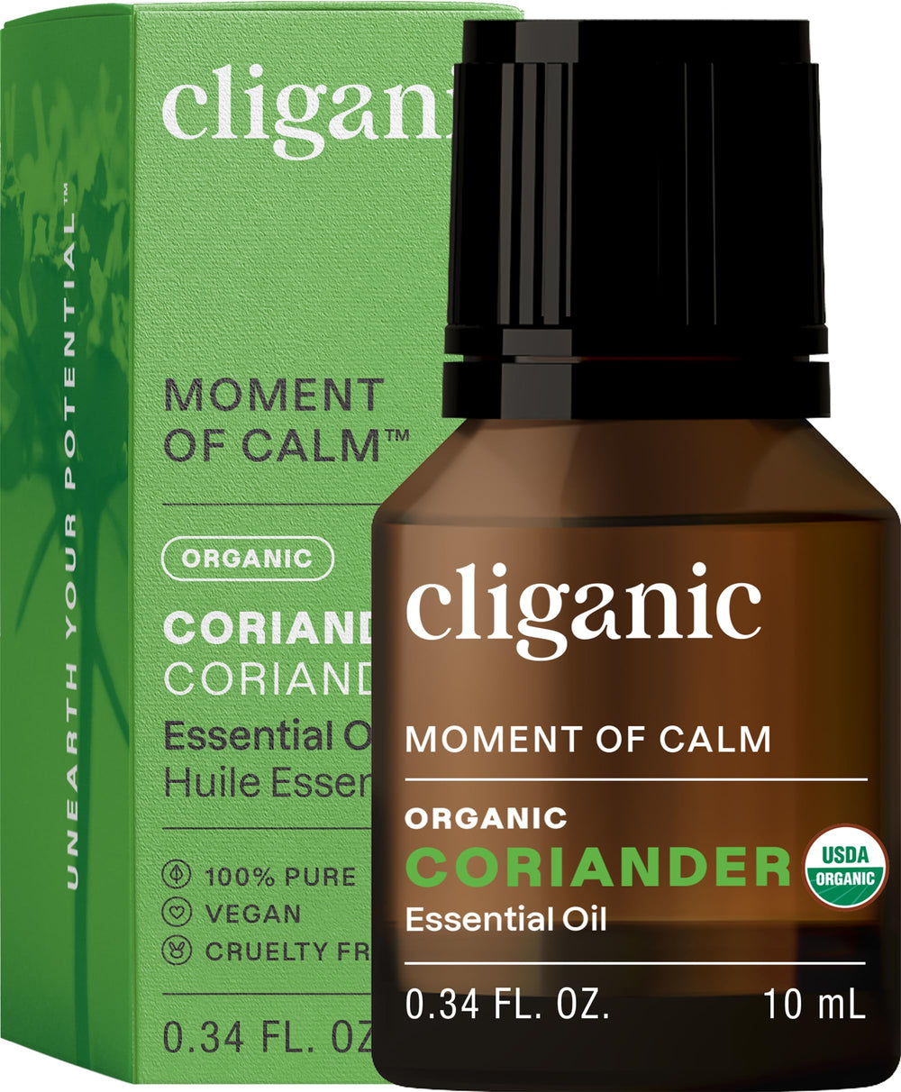 Bottle of coriander seed essential oil