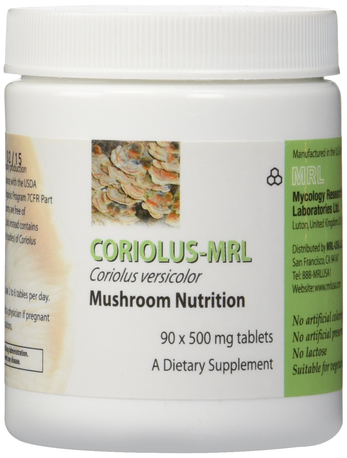 Coriolus Versicolor MRL 90 tabs bottle front view