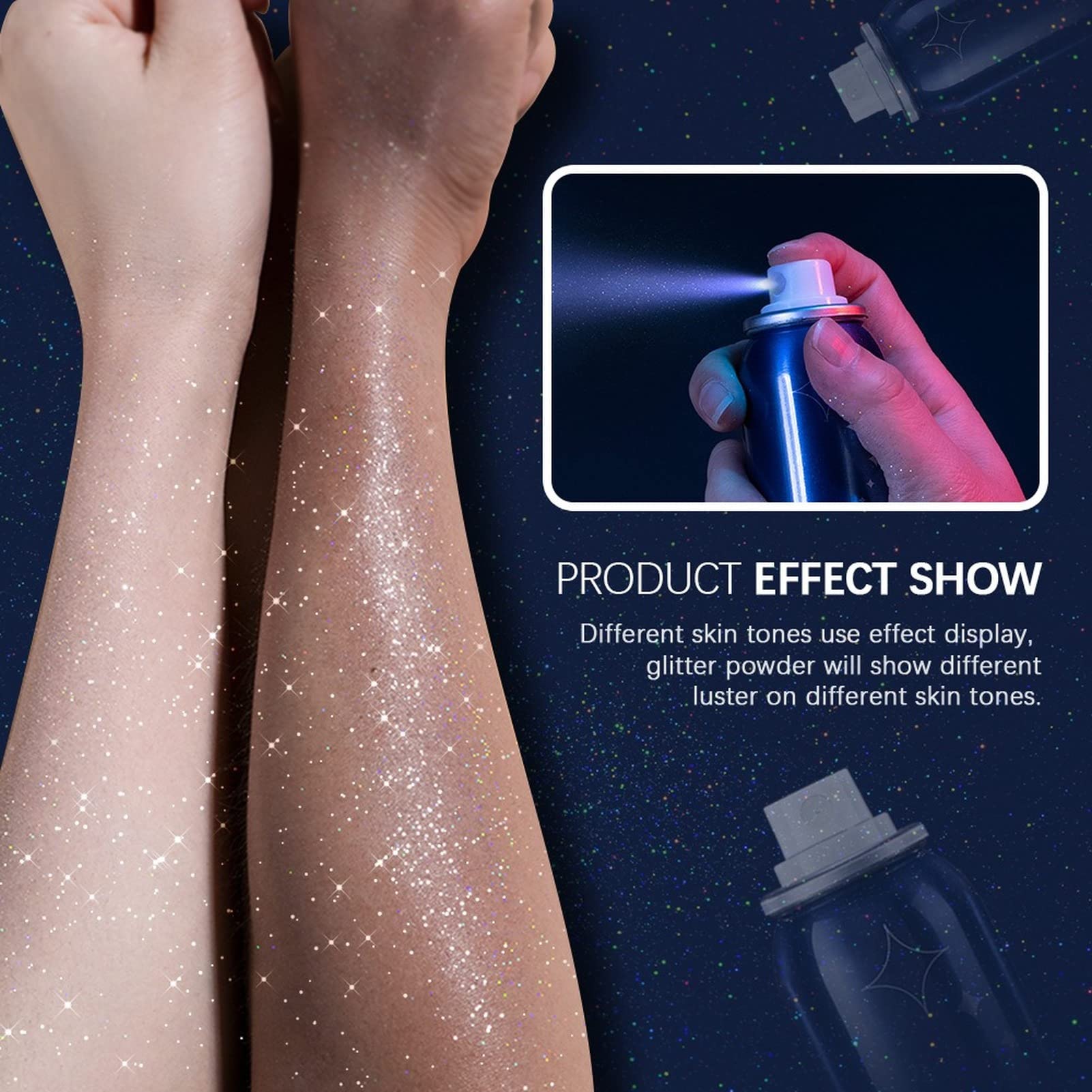 Corleone glitter shimmer hairspray creates a sparkling hairstyle.