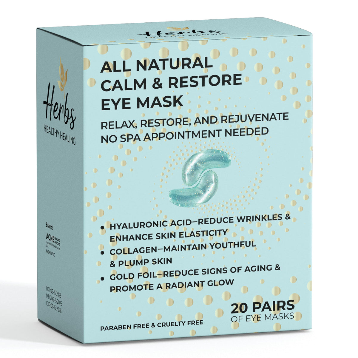 Cornice under-eye masks 24K gold backfoil for intense hydration.