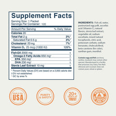 Single-serve omega-3 squeeze packet showing 650mg