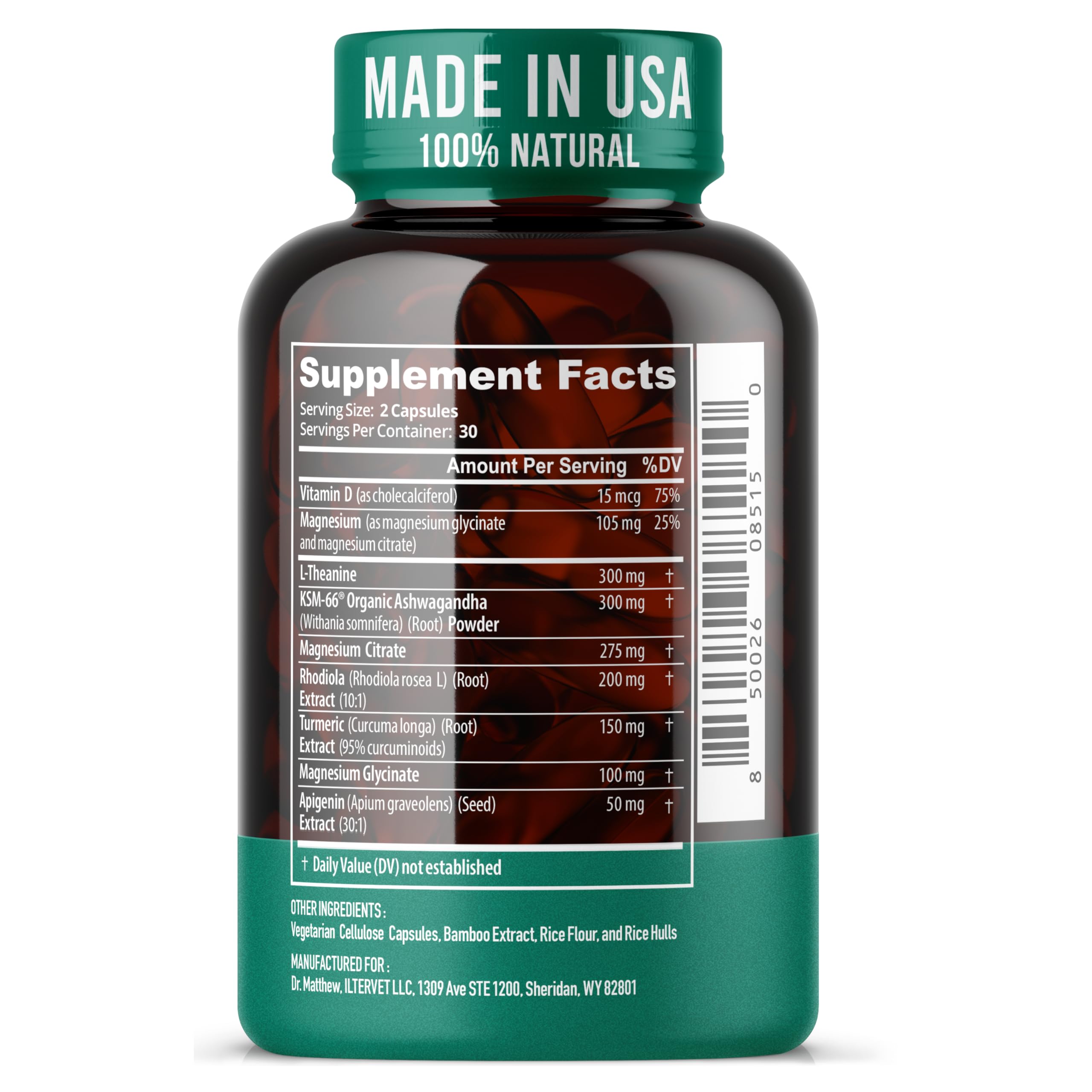 Nighttime cortisol support and restful sleep concept