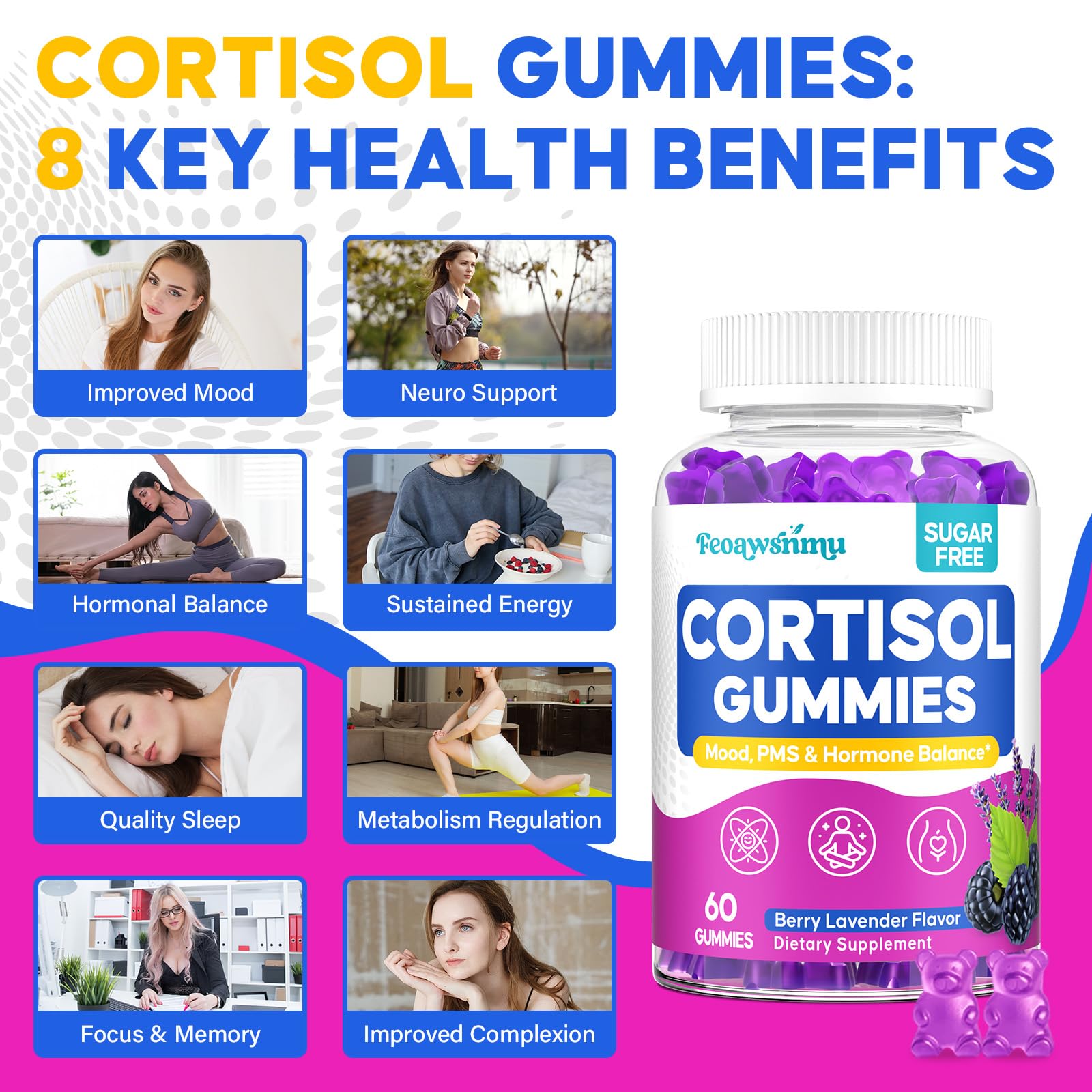 Cortisol balance gummies for women with Ashwagandha and saffron