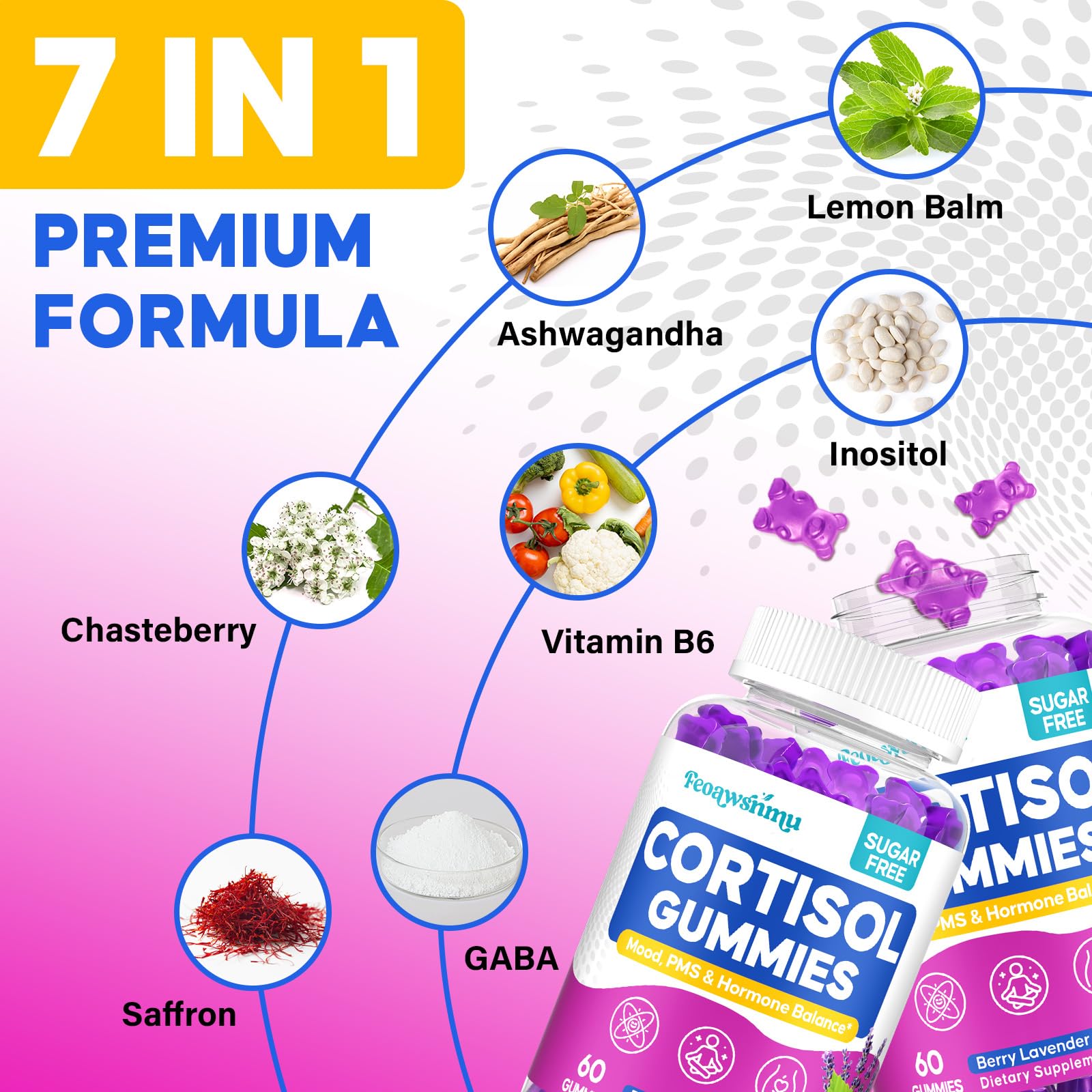 Cortisol detox gummies for women, 60-count