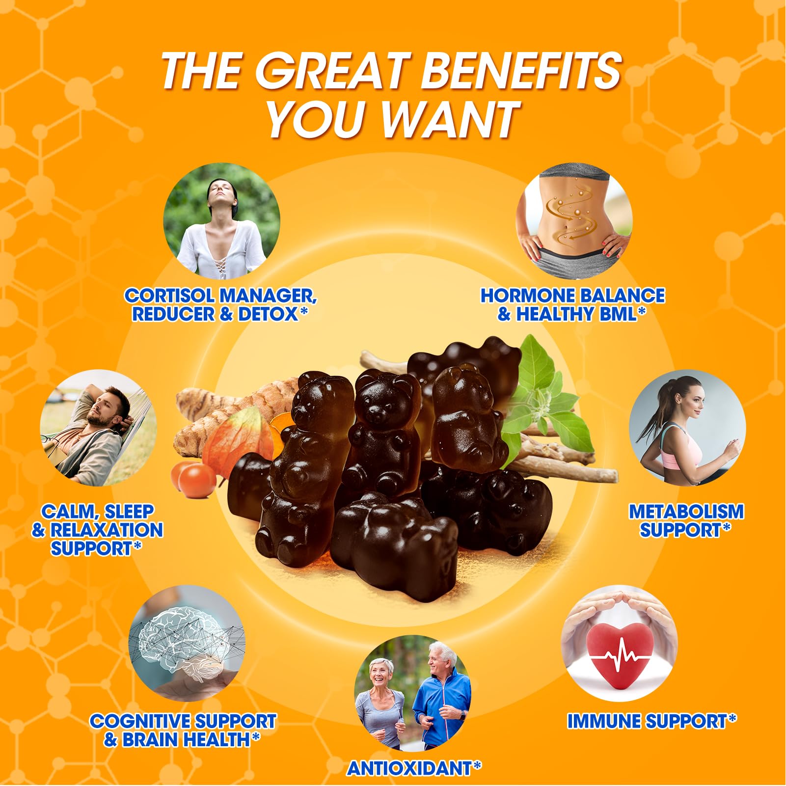 GABA, Chamomile and Lion’s Mane in vegan cortisol gummies