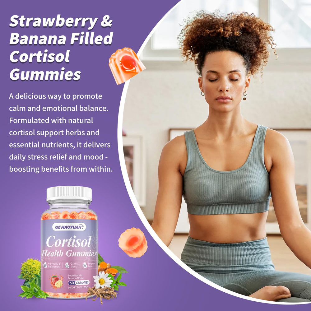 Strawberry banana filled center cortisol gummies