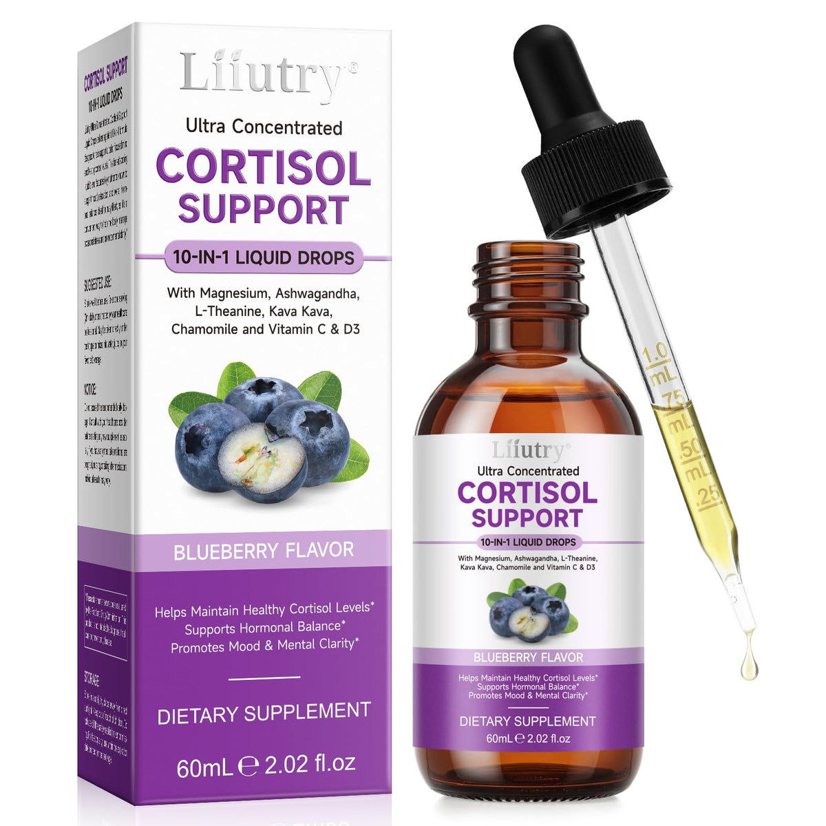 Cortisol liquid drops bottle 2.02 oz for men and women