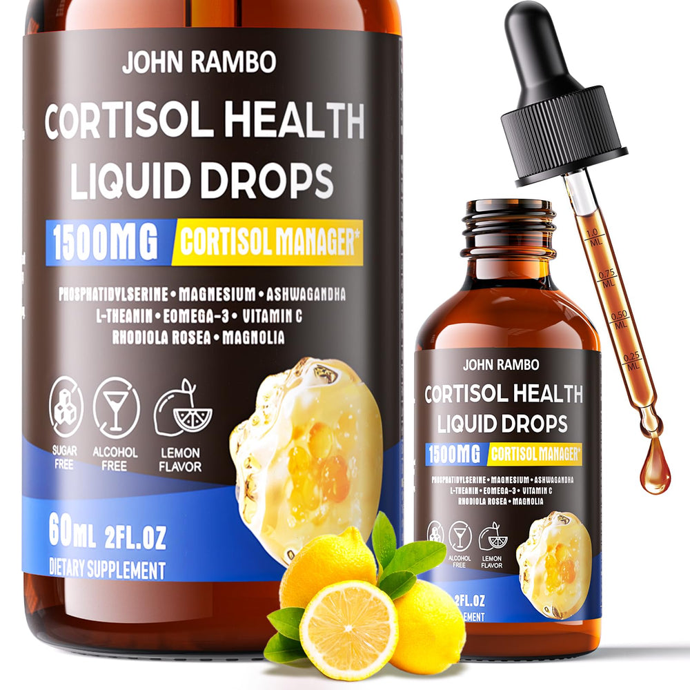 Cortisol liquid drops hero image with bottle