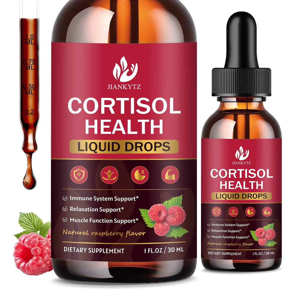 2-pack Cortisol Liquid Drops for Women bottle and dropper