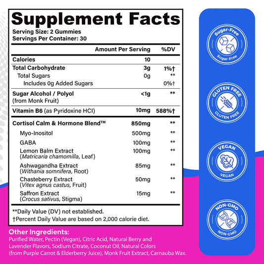 Vegan cortisol balance gummies for women, 60-count