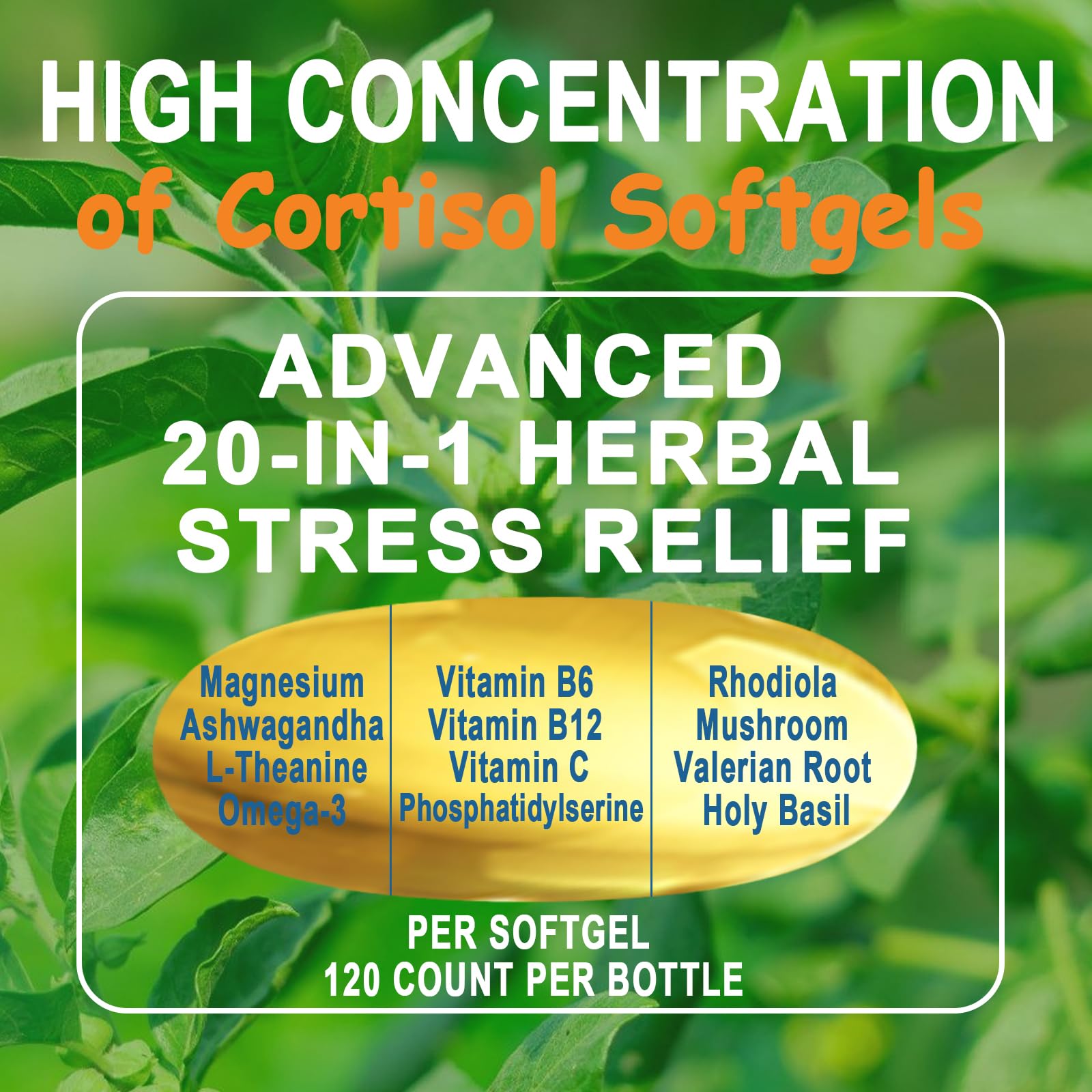 Herbal cortisol support softgels packaging
