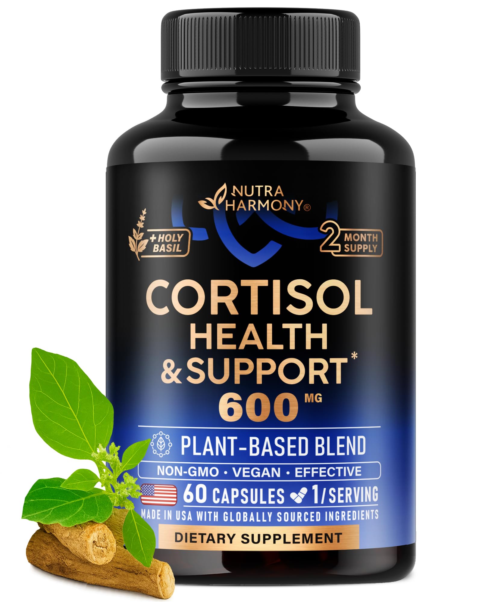 Cortisol supplement bottle for women