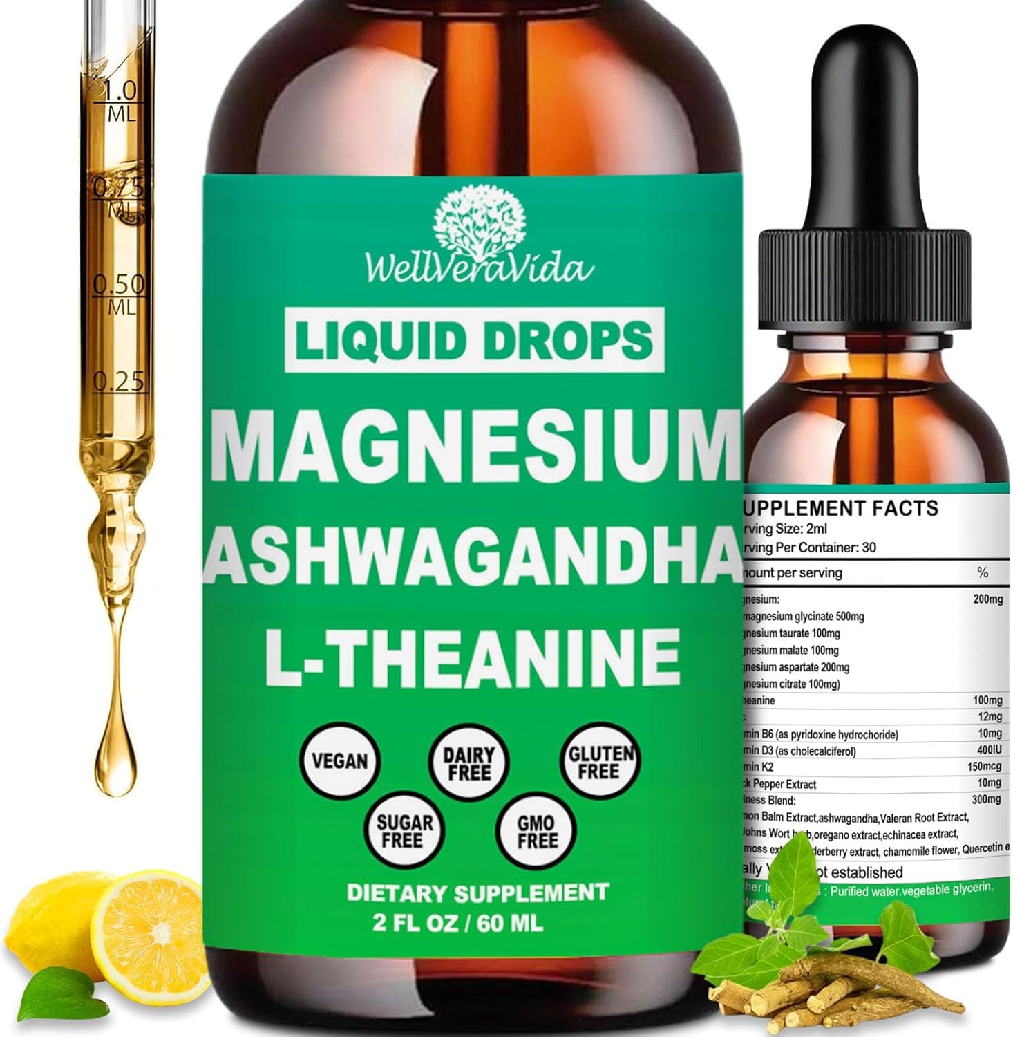 Cortisol Calm Lemonade Drops bottle label highlighting magnesium complex