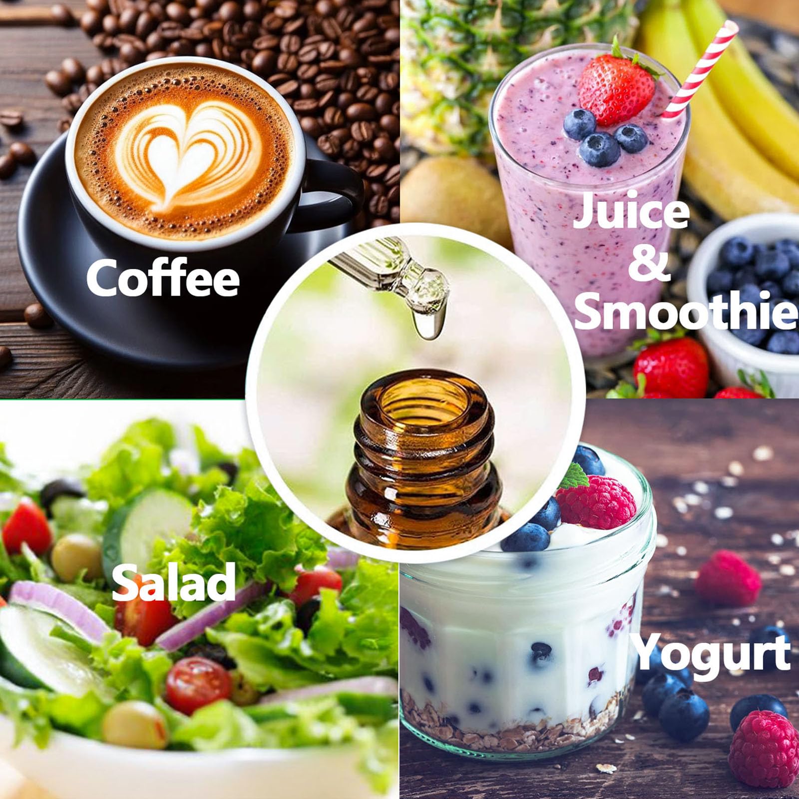 Serving idea: two droppers added to coffee or water for cortisol support