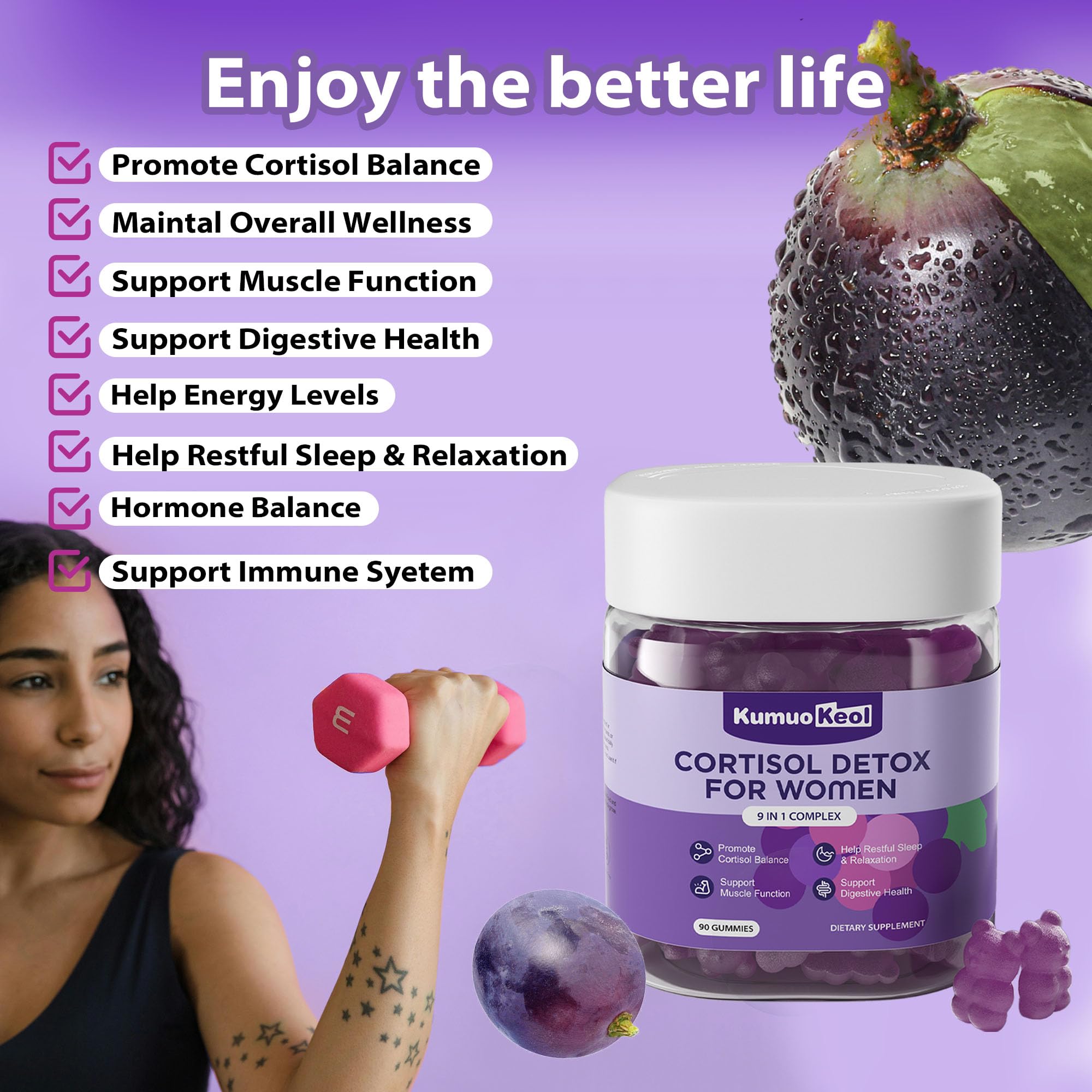 Vegan cortisol gummies with Ashwagandha and L-Theanine