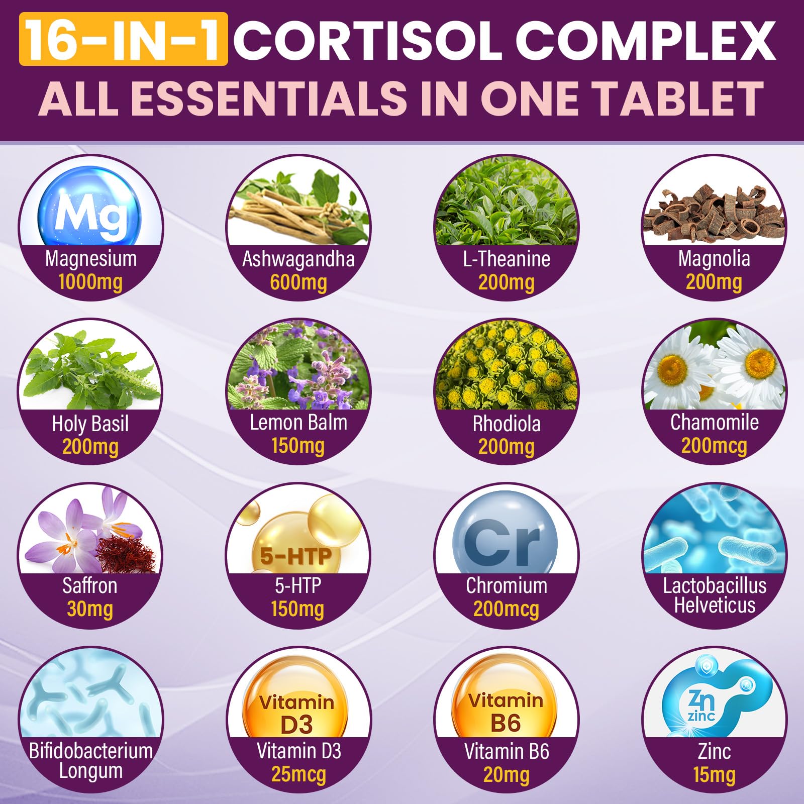 Women-friendly cortisol supplement for mood and hormone balance