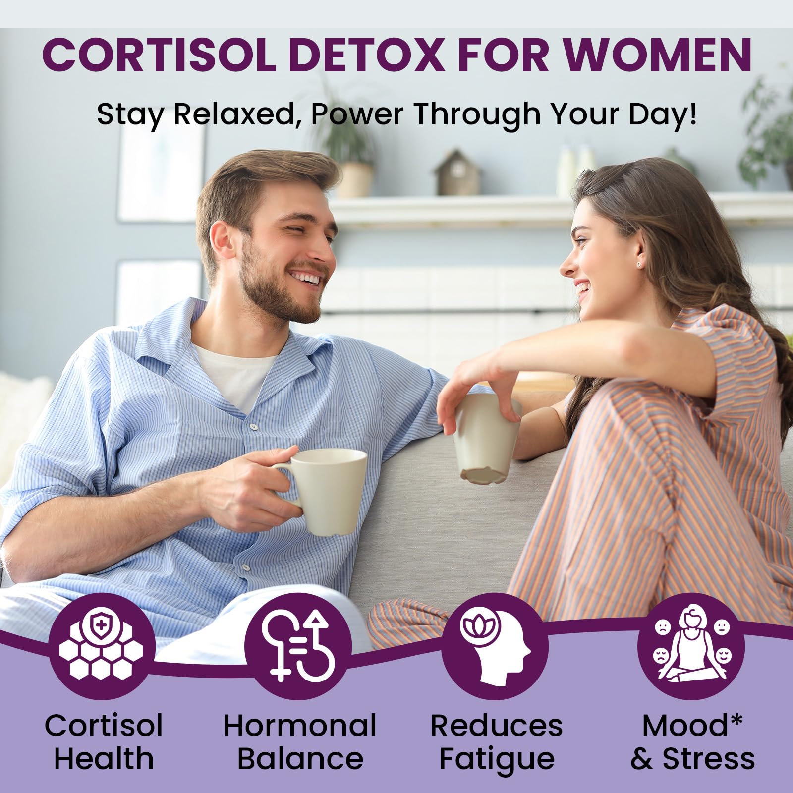 Vegan, non-GMO, gluten-free cortisol supplement bottle