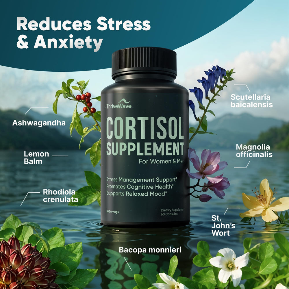 Herbal cortisol manager blend components on packaging