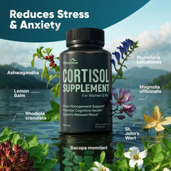Herbal cortisol manager blend components on packaging