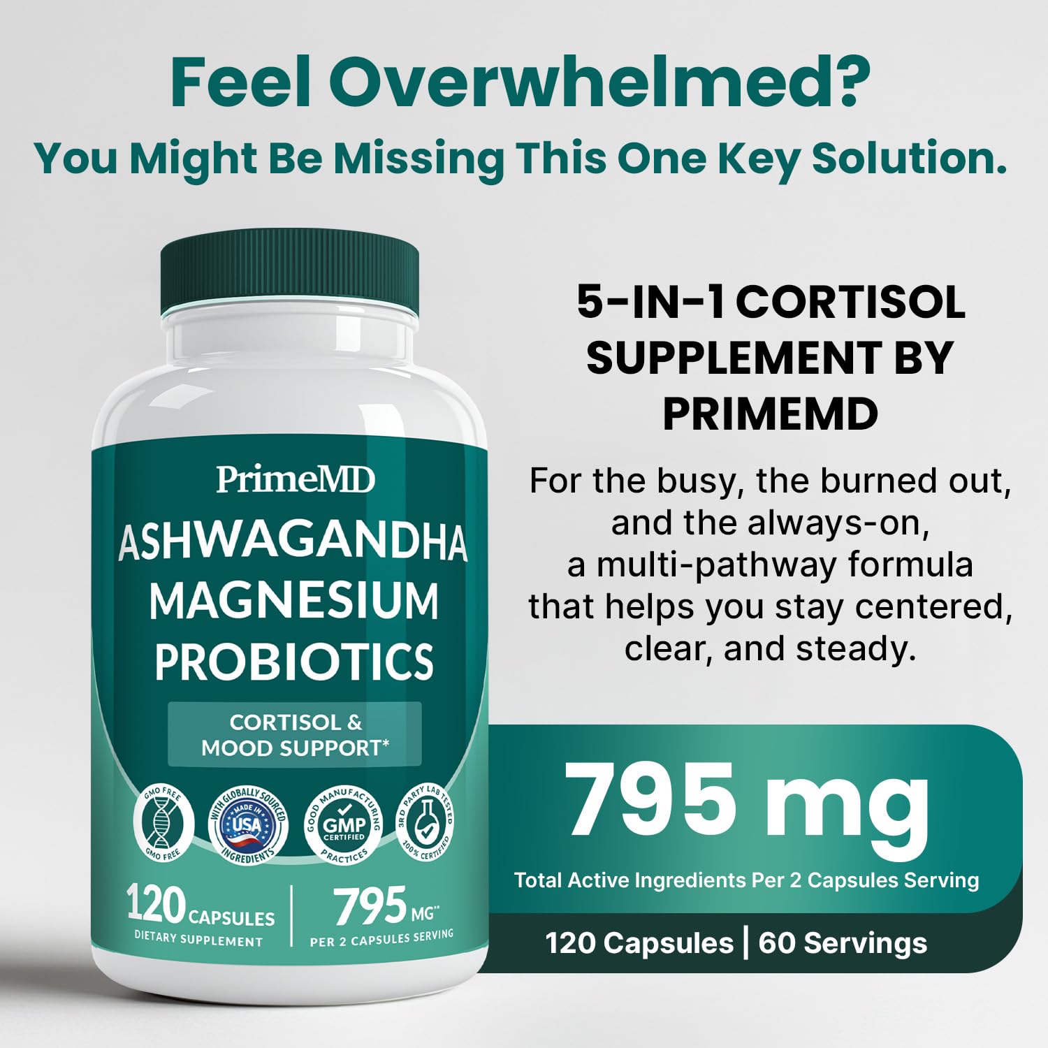 Cortisol support capsules with Ashwagandha, Magnesium Glycinate, and Shilajit