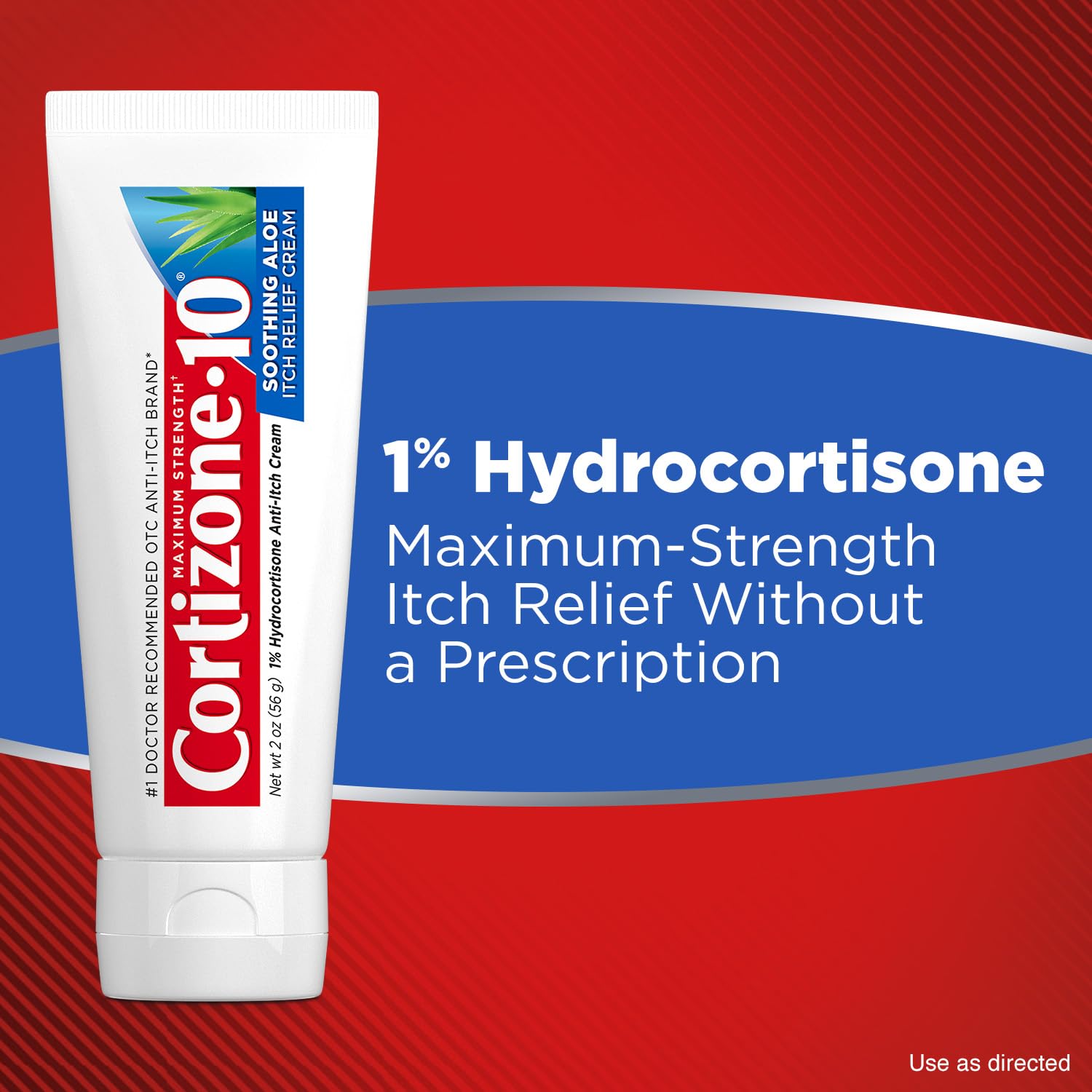 Cortizone-10 maximum-strength 2oz tube packaging ideal for travel and first aid.