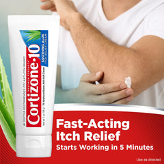 Cortizone-10 maximum-strength fragrance-free formula label for sensitive-skin comfort.